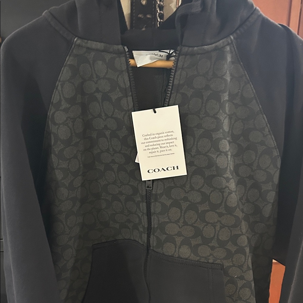 Coach Black and Gray Zip-Up Hoodie